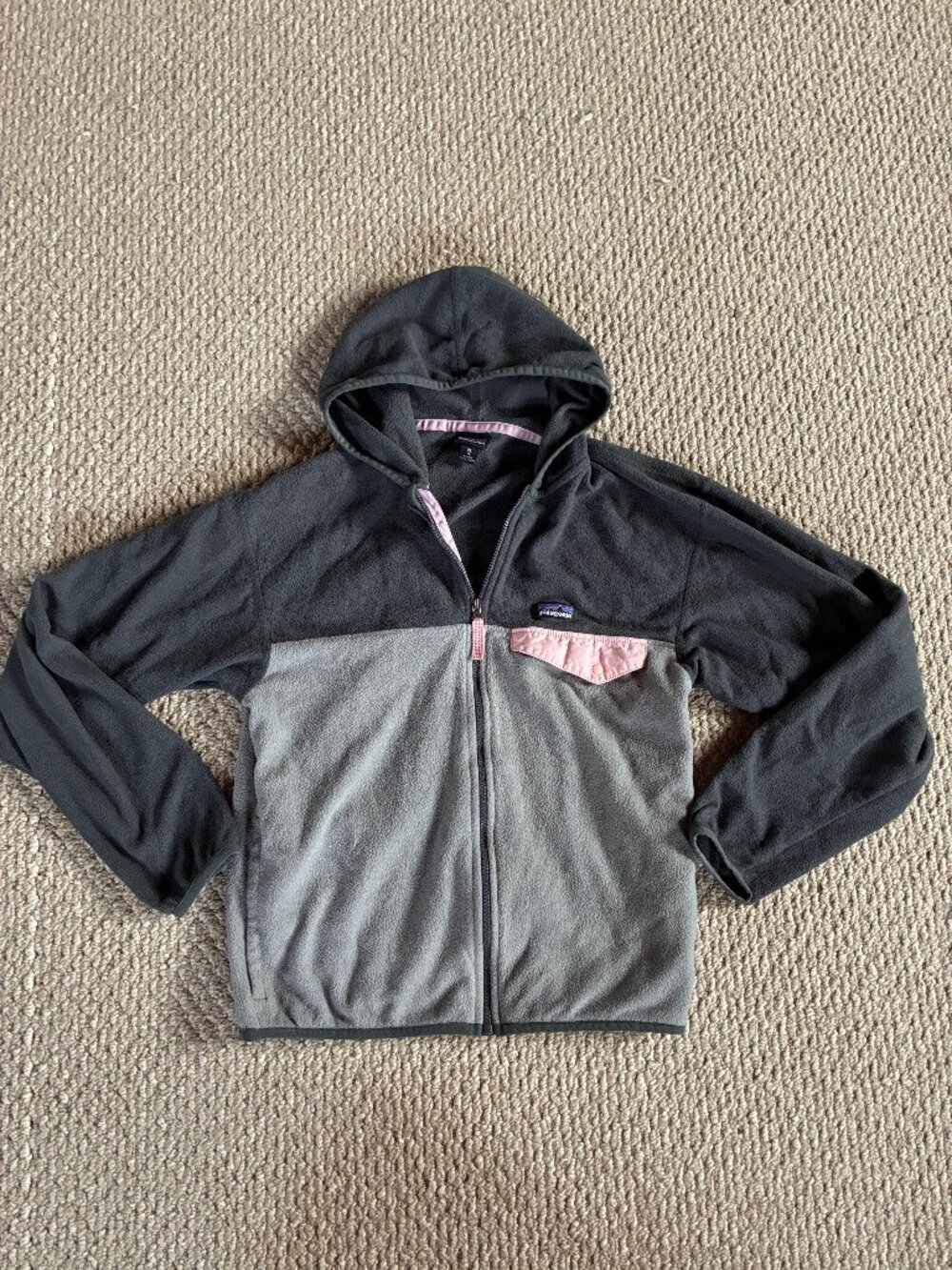 Girls' XL Patagonia Micro D Snap-T Jacket Pink Gray Gorpcore